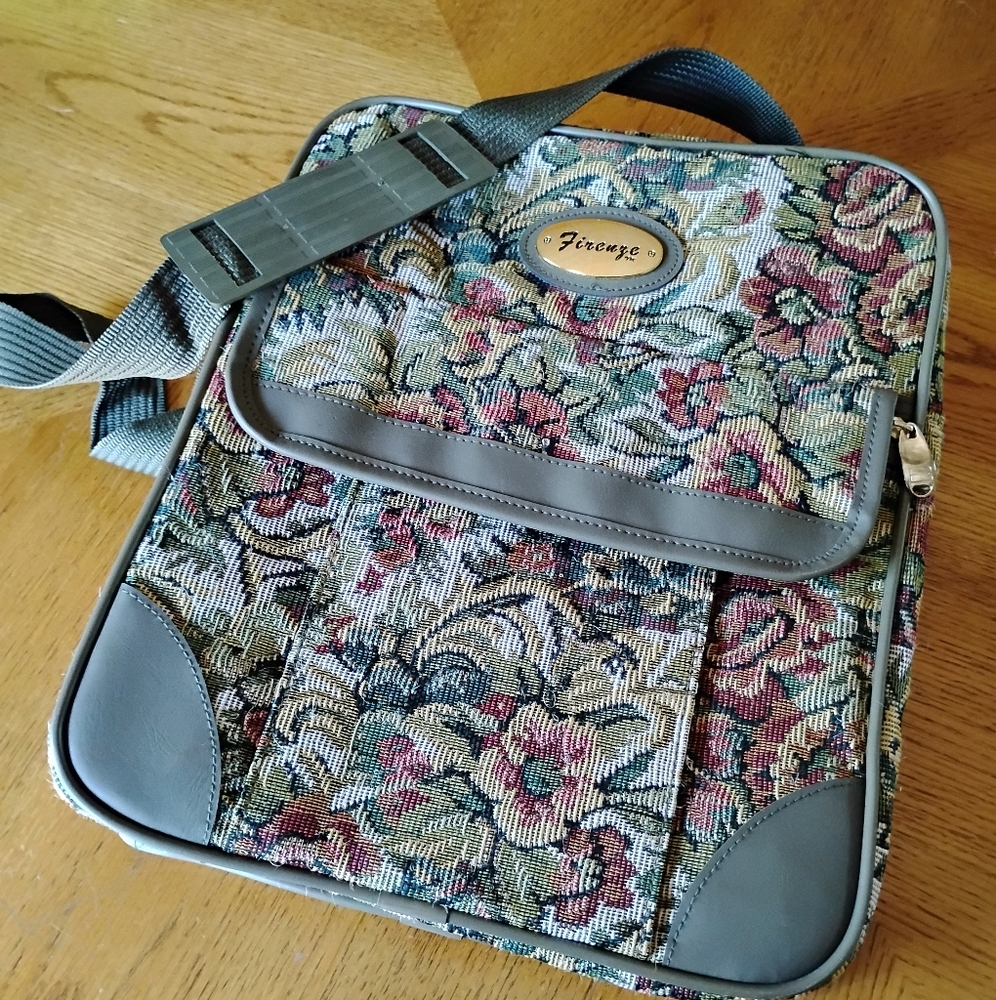 Vintage 90s Tapestry Floral Travel Bag Firenze Grandma Boho Eclectic